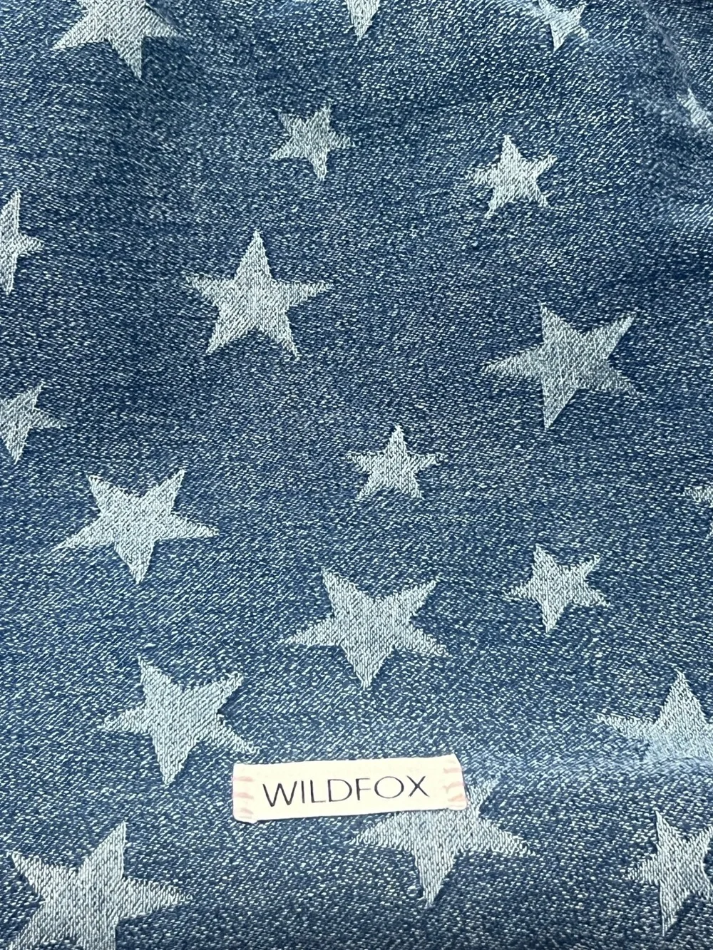 Wildfox Blue Star-Print Denim Drawstring Summer‎ bag Backpack